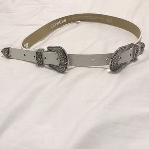 White dual buckle belt from Express! WORN ONCE!